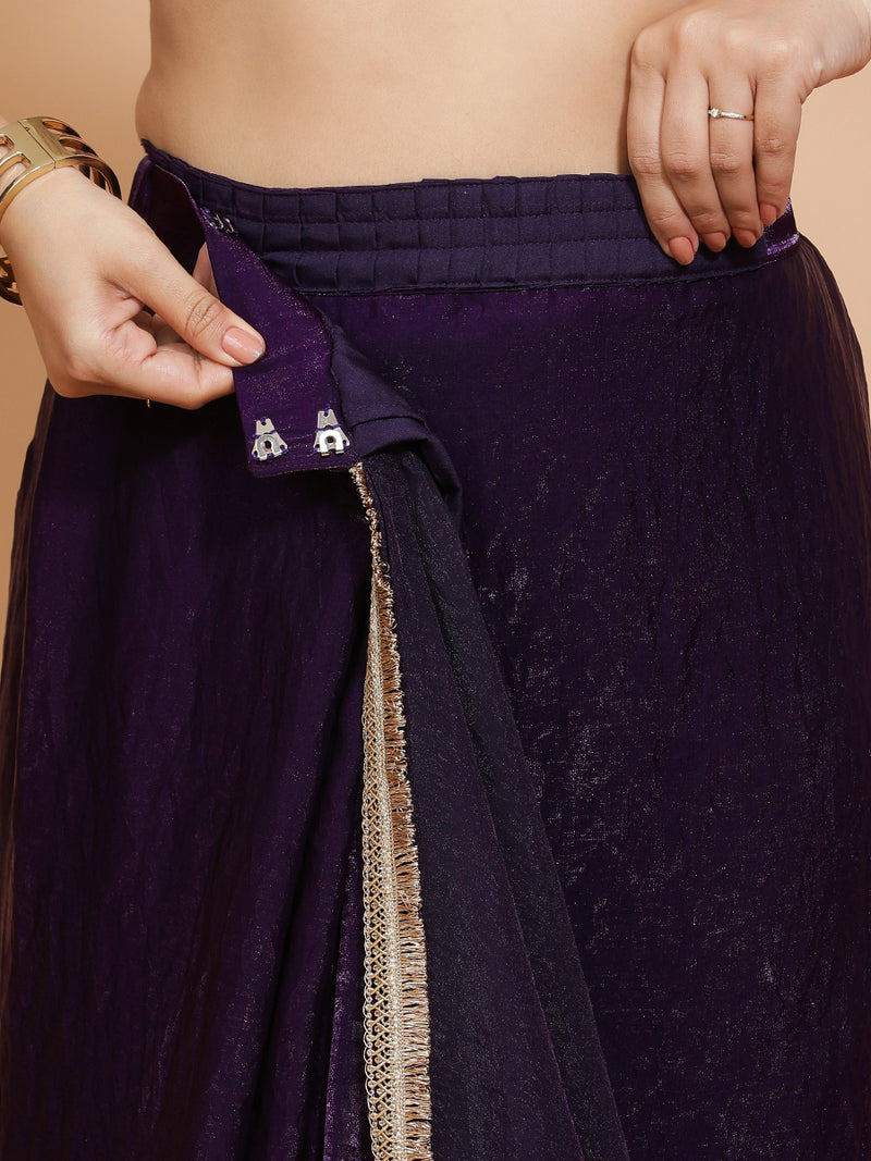 Nasreen x Tyohaar | Purple Radiance Tissue Ready-to-Wear One Minute Saree-Binks