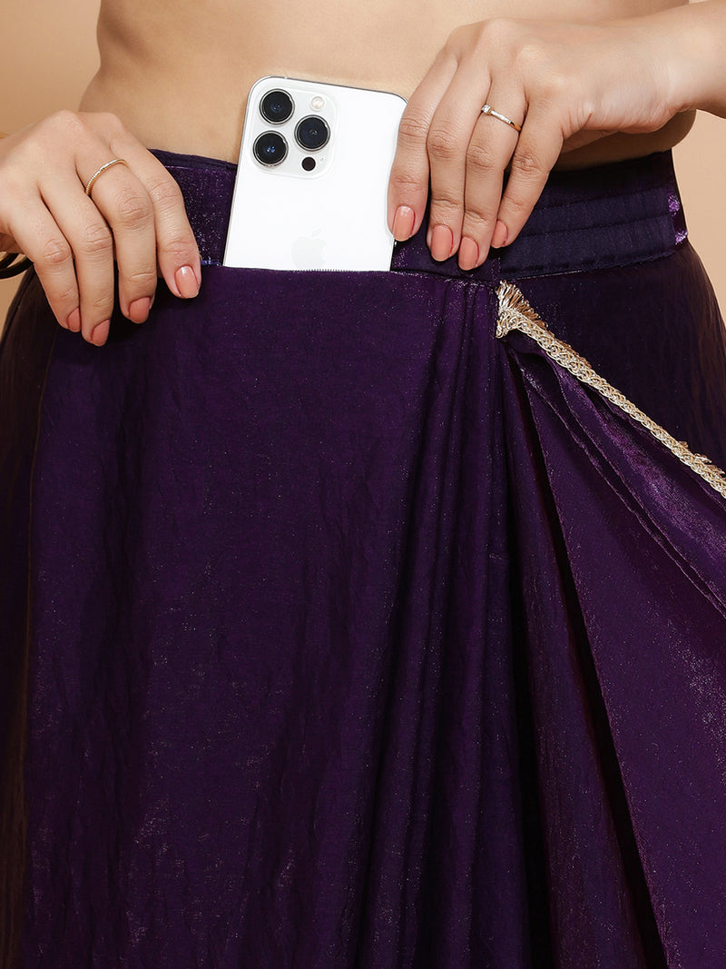 Nasreen x Tyohaar | Purple Radiance Tissue Ready-to-Wear One Minute Saree-Binks