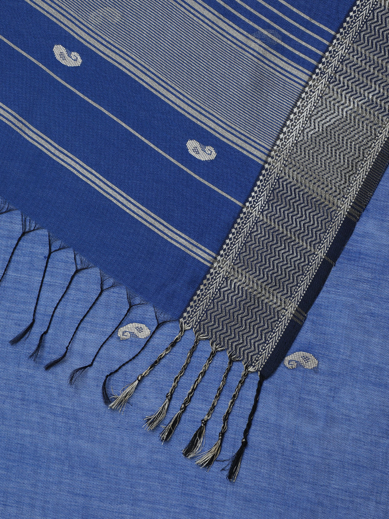 Maheshwari Cotton Silk Blue Saree With Woven Butta-Binks
