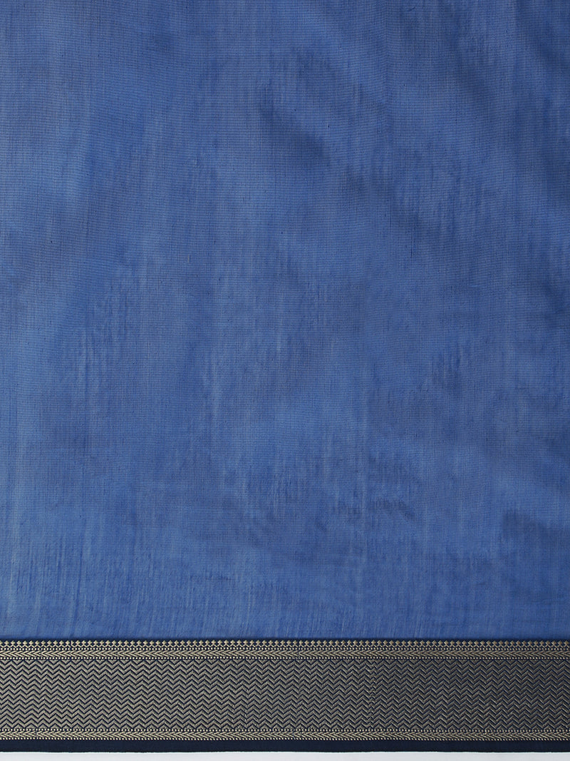 Maheshwari Cotton Silk Blue Saree With Woven Butta-Binks