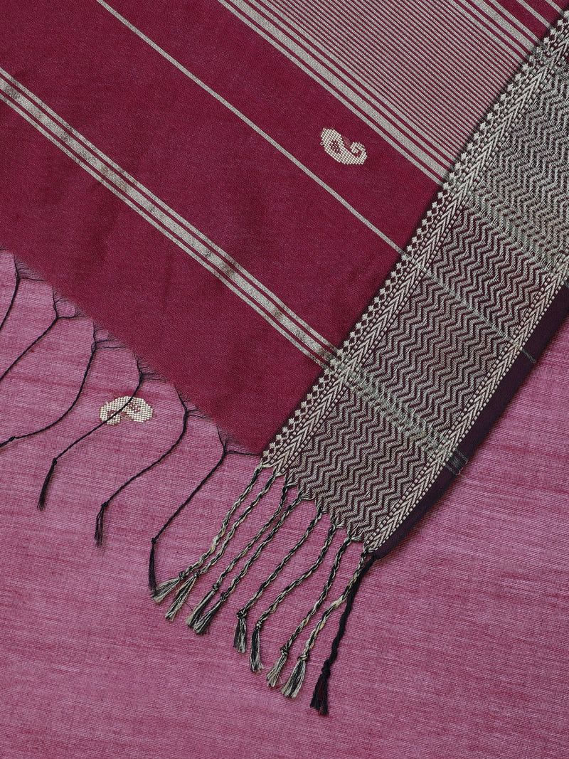 Dark Pink Saree With Woven Butta-Binks