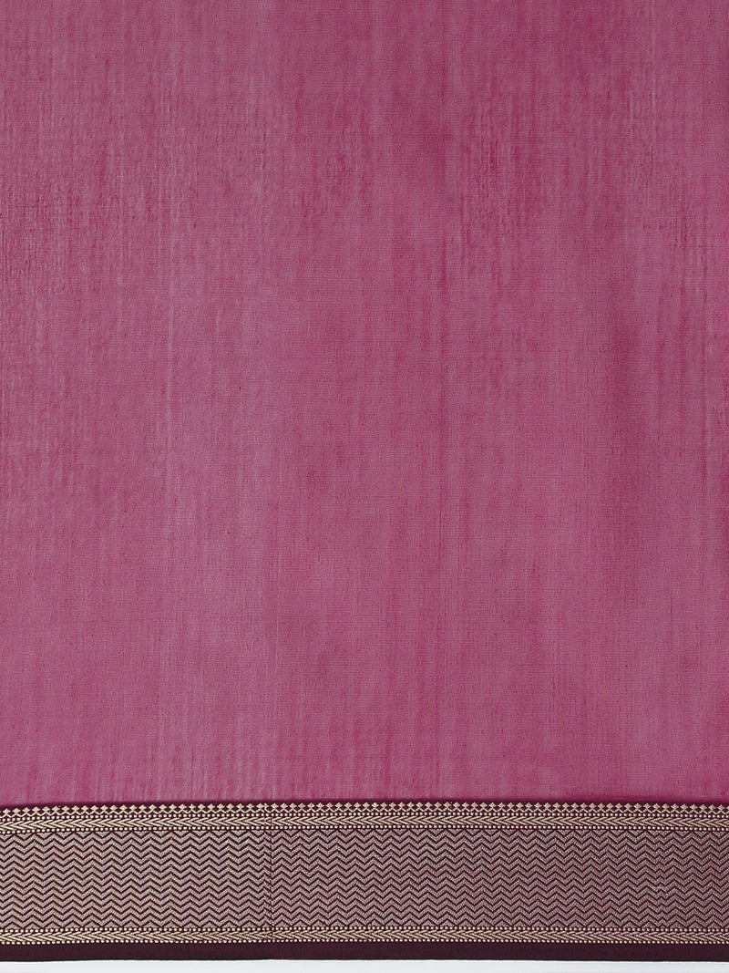 Dark Pink Saree With Woven Butta-Binks