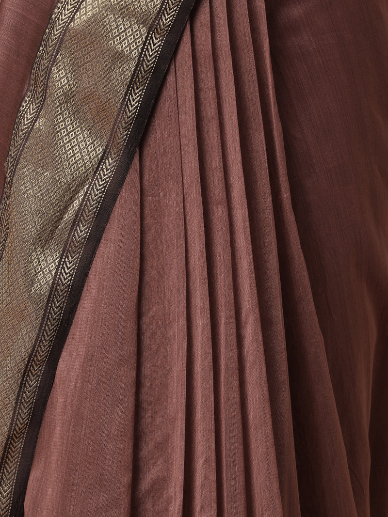 Maheshwari Cotton Silk Dusty Pink Saree With Woven Lotus Butta-Binks