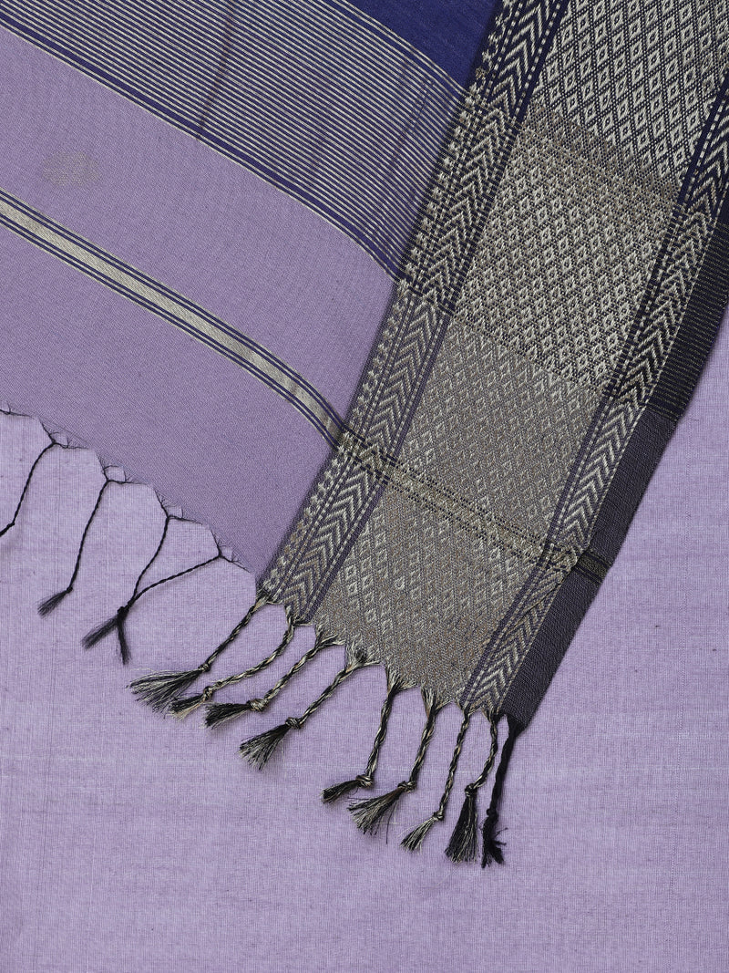 Maheshwari Cotton Silk Light Purple Saree With Woven Lotus Butta-Binks