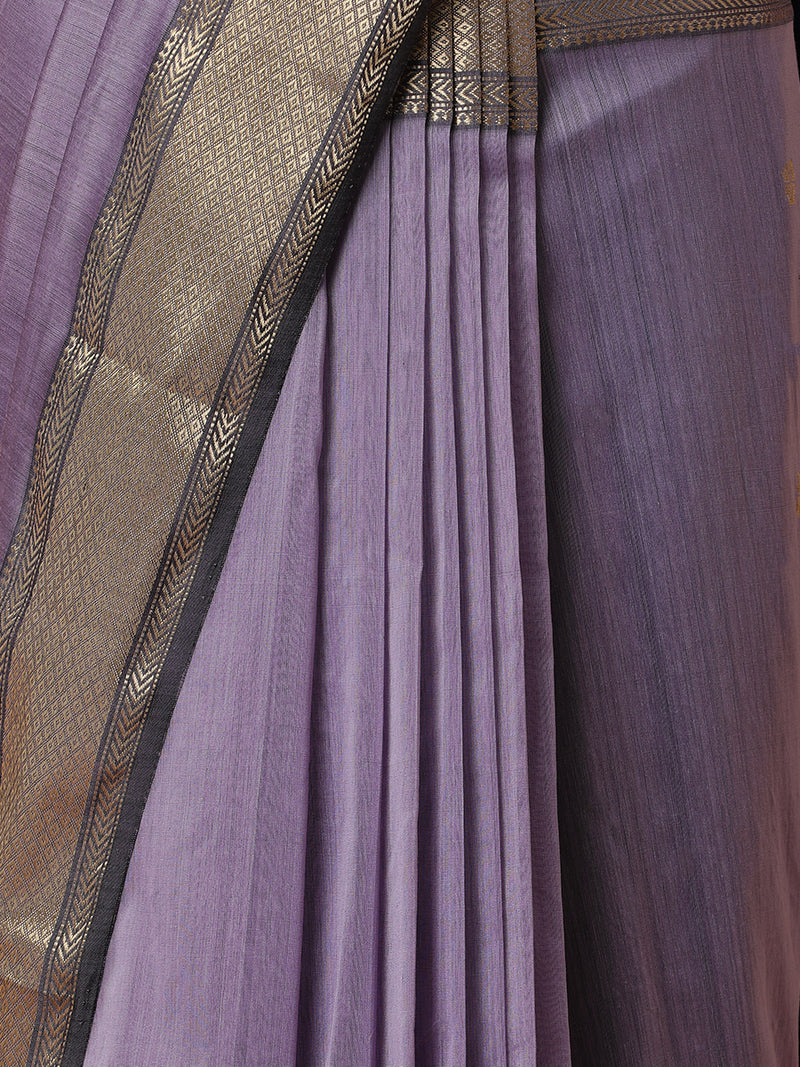 Maheshwari Cotton Silk Light Purple Saree With Woven Lotus Butta-Binks