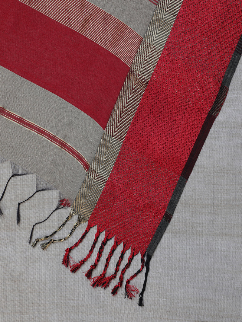 Maheshwari Cotton Silk Soft Grey With Woven Butta-Binks