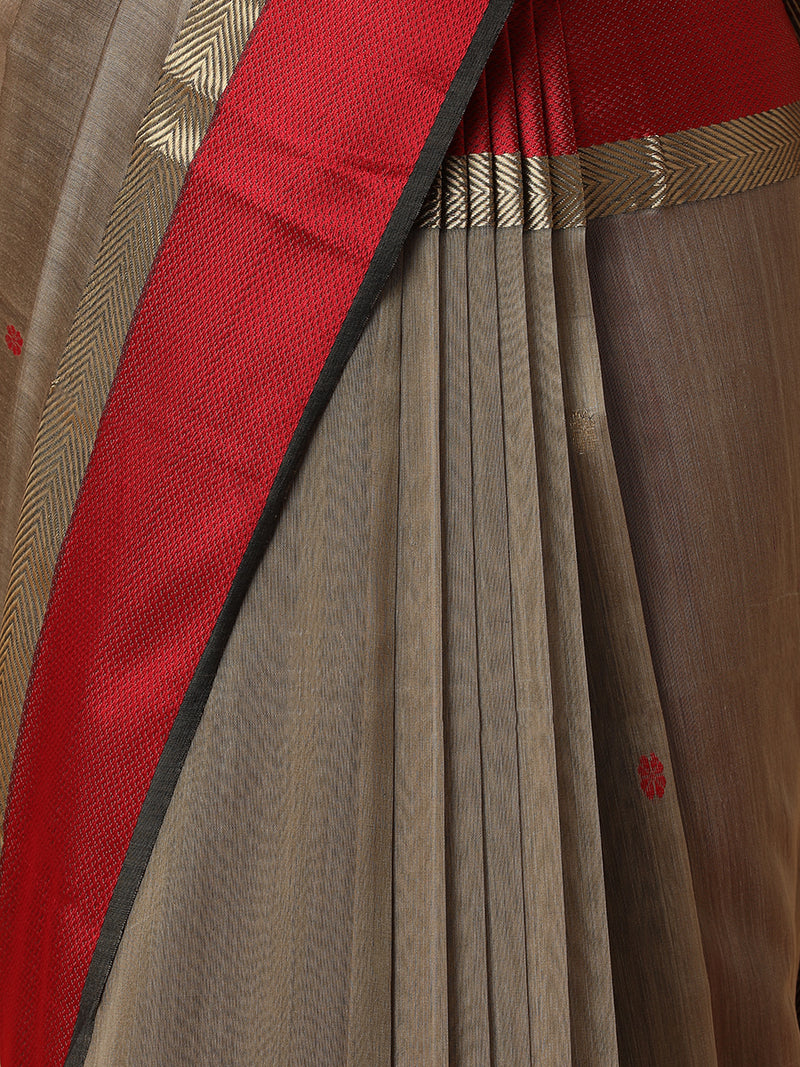 Maheshwari Cotton Silk Soft Grey With Woven Butta-Binks