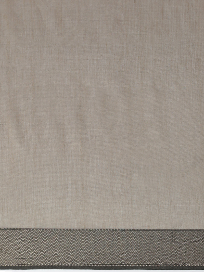 Maheshwari Cotton Silk Dark Green Saree With Big Woven Border-Binks