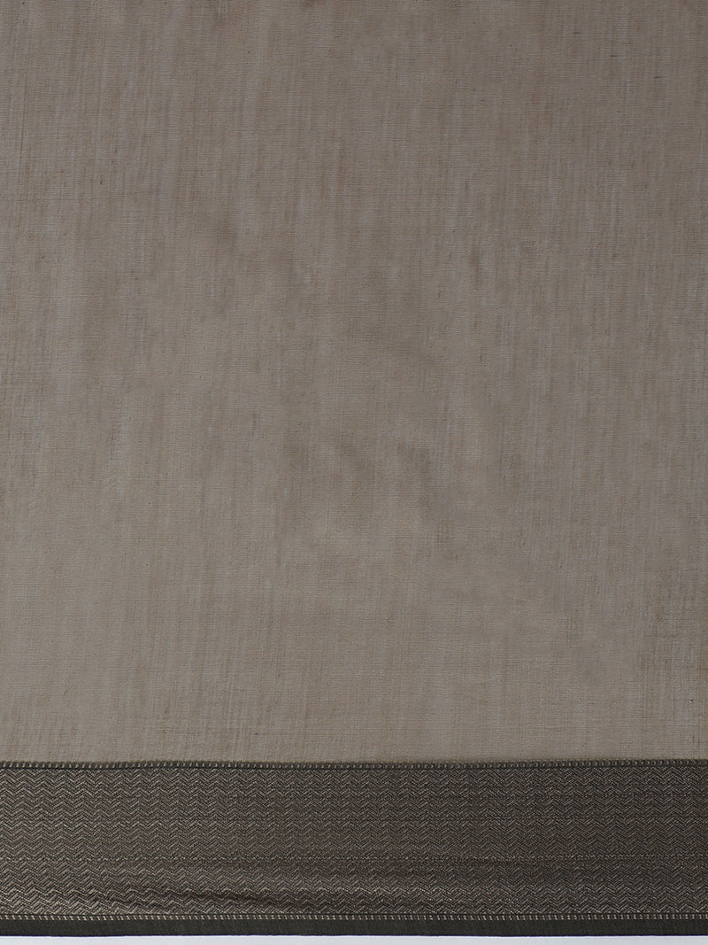 Maheshwari Cotton Silk Black Saree with Big Woven Border-Binks