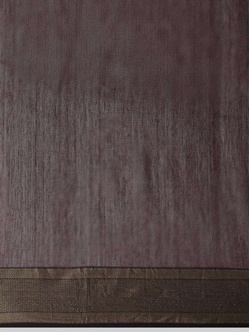Maheshwari Cotton Silk Dark Brown Saree With Woven diamond Butta-Binks