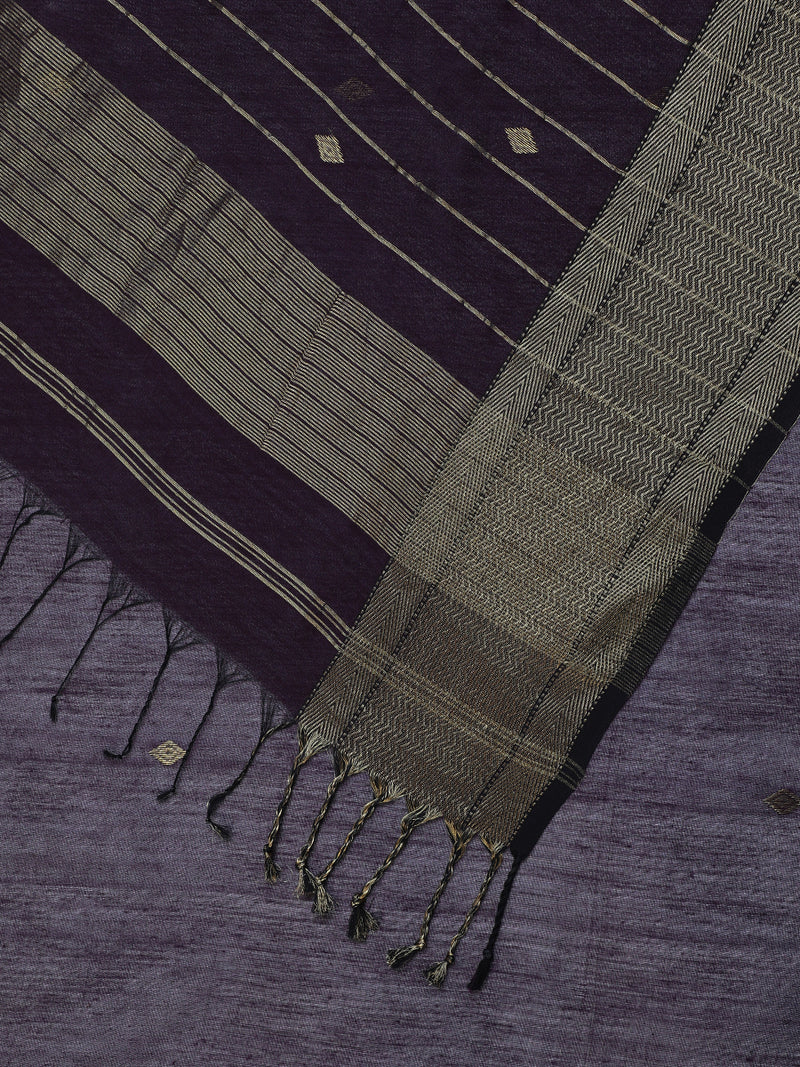Maheshwari Cotton Silk Deep Violet Saree With Woven Diamond Butta-Binks