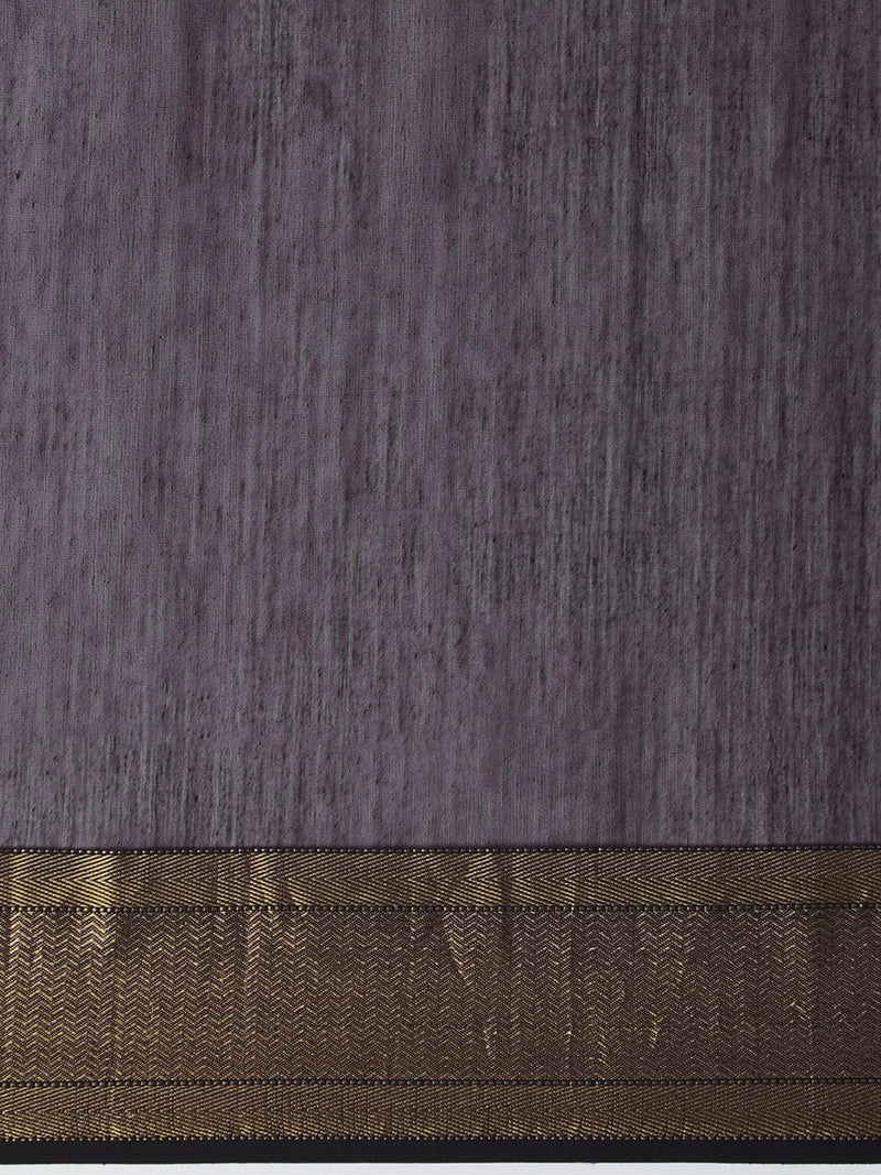Maheshwari Cotton Silk Deep Violet Saree With Woven Diamond Butta-Binks