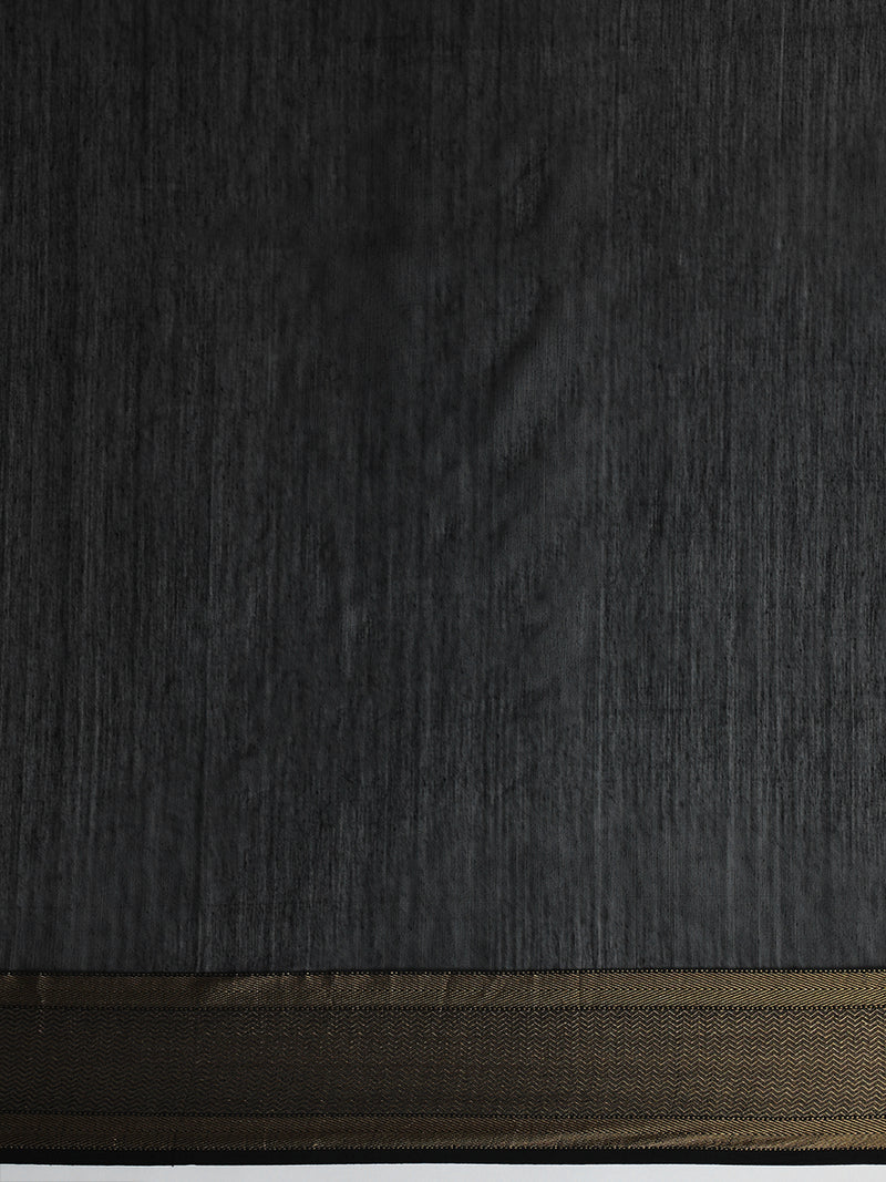 Maheshwari Cotton Silk Black Saree With Woven Diamond Butta-Binks