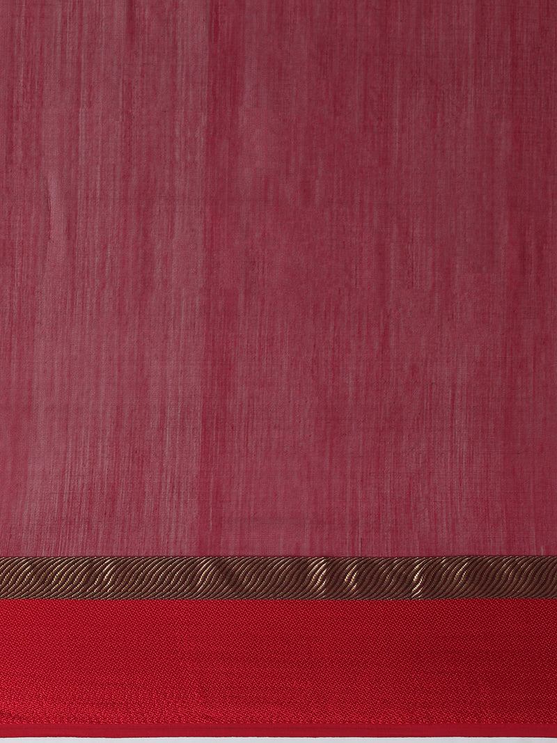 Maheshwari Cotton Silk Deep Purple Saree With Ganga-Jamuna Border-Binks