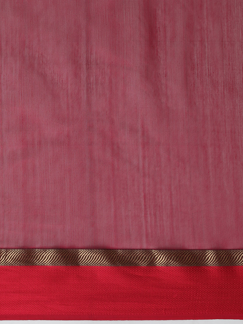 Maheshwari Cotton Silk Dark Beige Saree With Ganga-Jamuna Border-Binks