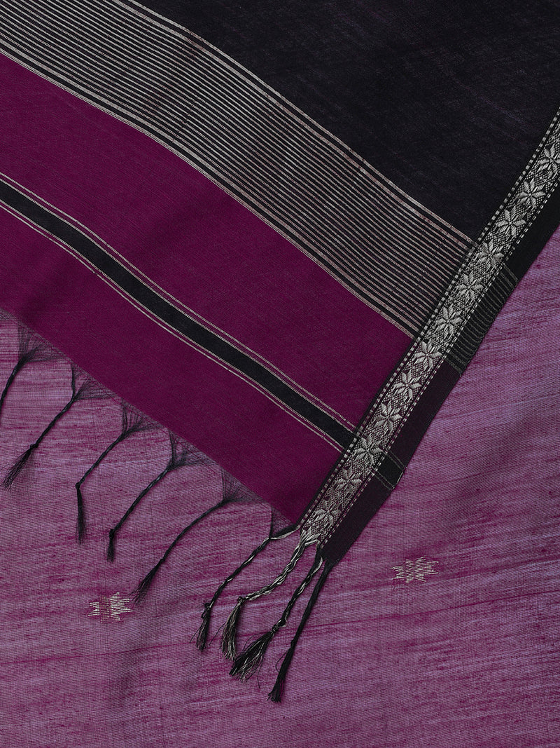 Maheshwari Cotton Silk Violet Saree With Chameli Phool Butta-Binks