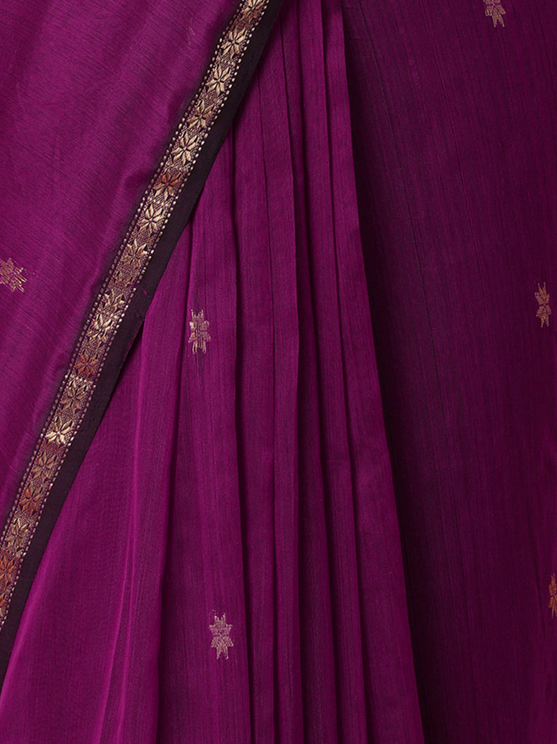 Maheshwari Cotton Silk Violet Saree With Chameli Phool Butta-Binks