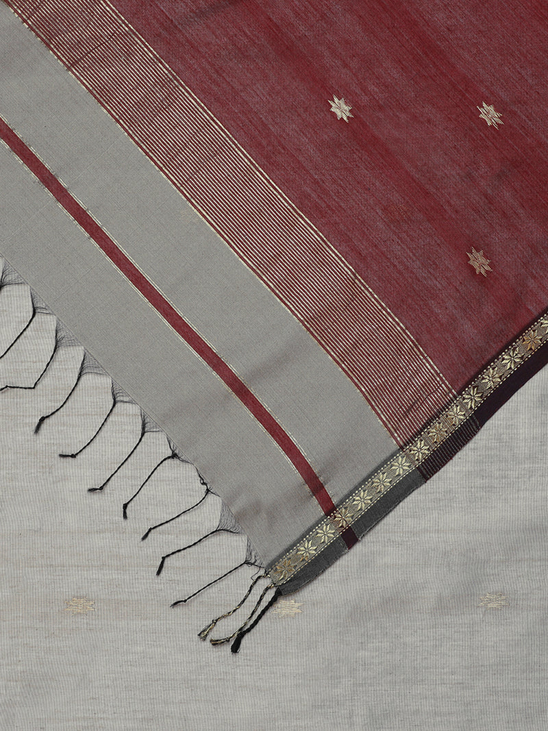 Maheshwari Cotton Silk Warm Beige Saree With Chameli Phool Butta-Binks