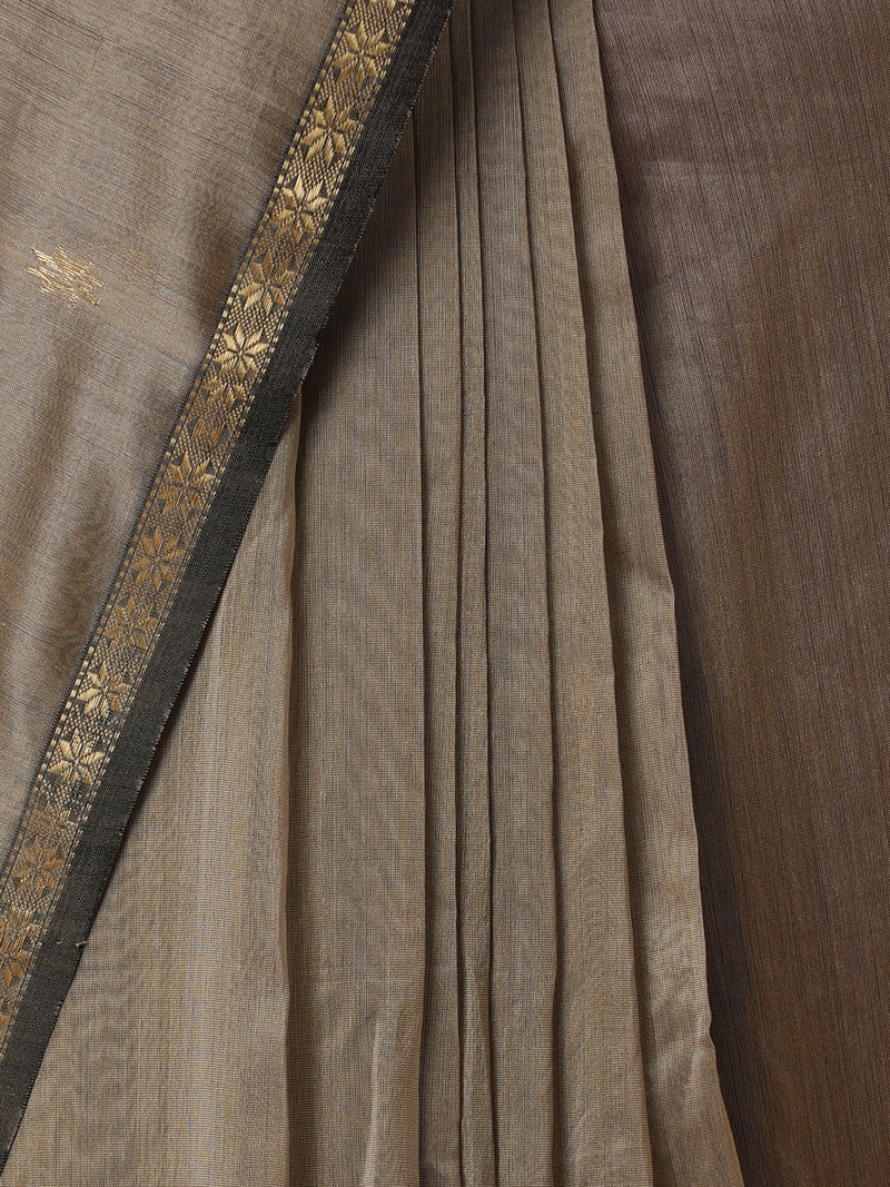 Maheshwari Cotton Silk Warm Beige Saree With Chameli Phool Butta-Binks