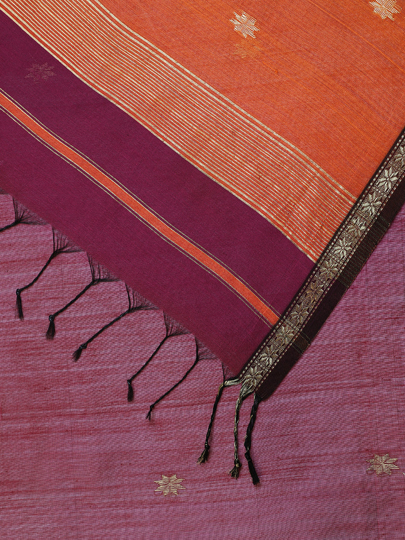 Maheshwari Cotton Silk bright Pink Saree With Chameli Phool Butta-Binks