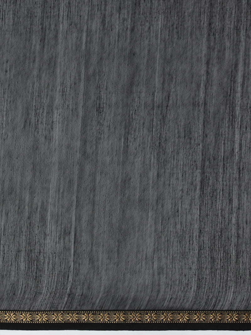 Maheshwari Cotton Silk Jet Black Saree With Chameli Phool Butta-Binks