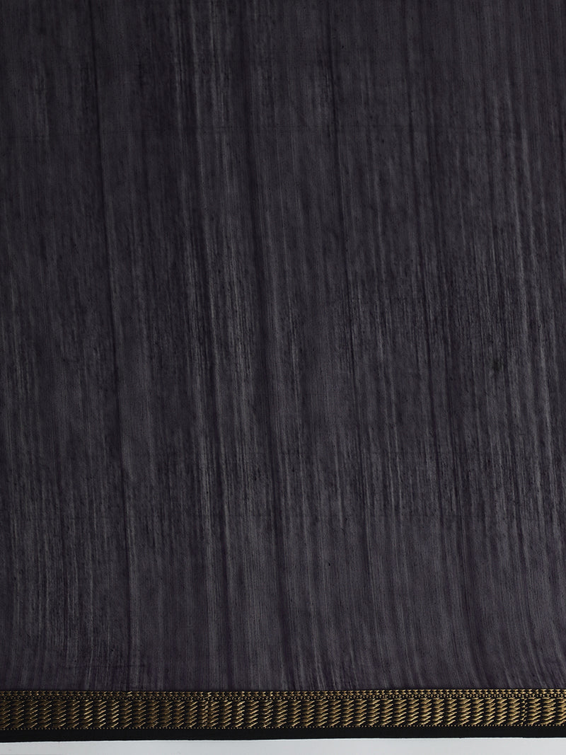 Maheshwari Cotton Silk Deep Violet Saree with Golden Zari Border-Binks