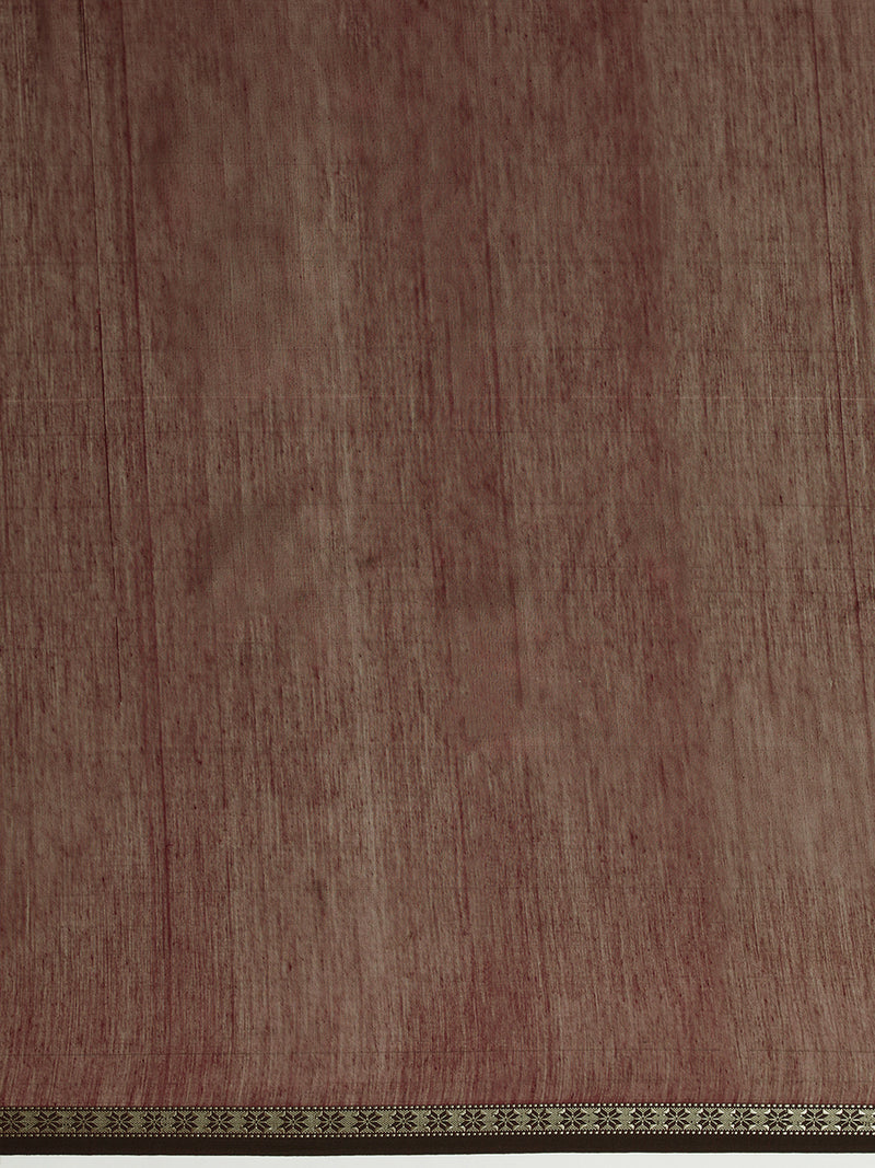 Maheshwari Cotton Silk Wine Chameli Butta Saree with Silver Border-Binks