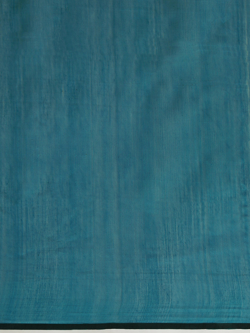 Maheshwari Cotton Silk Blue Striped Saree With Silver Border-Binks