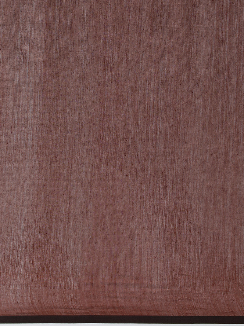 Maheshwari Cotton Silk Brown Striped Saree With Silver Border-Binks