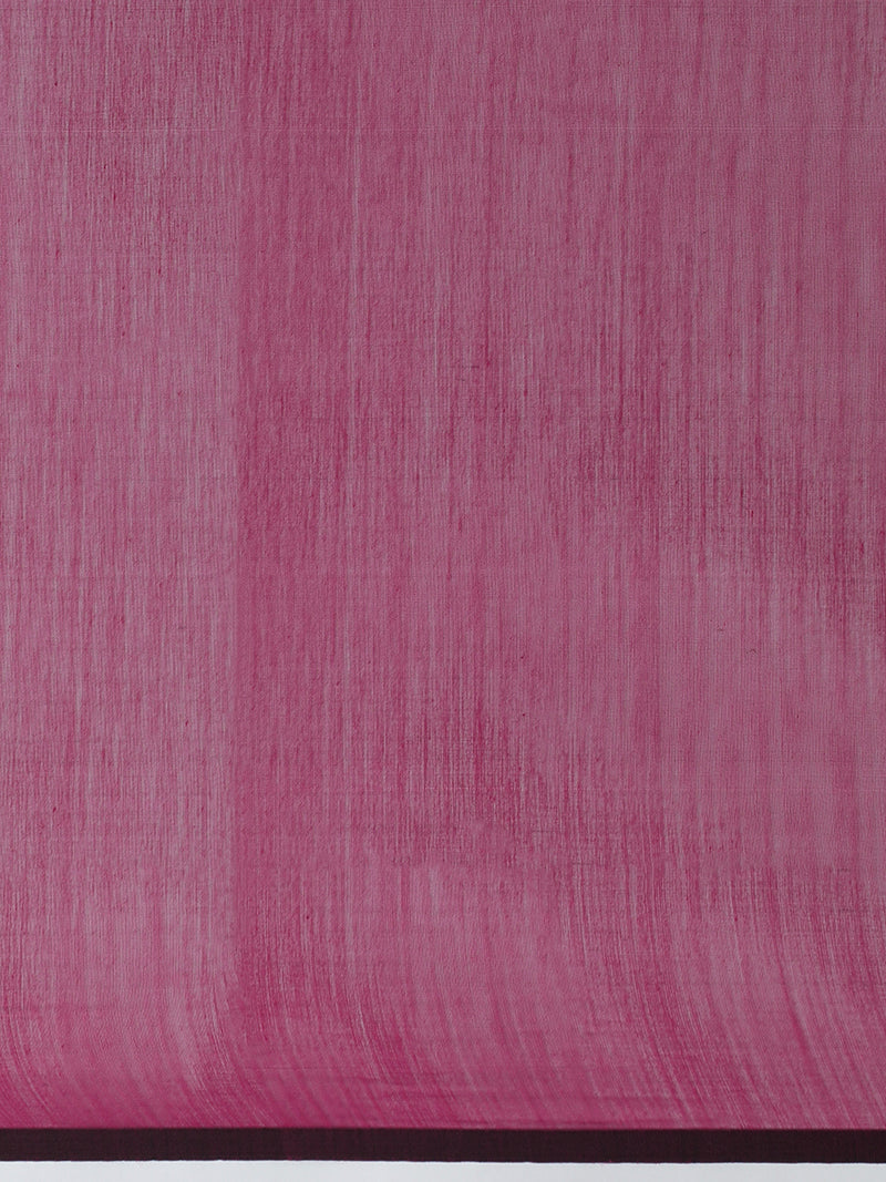 Maheshwari Cotton Silk Pink Striped Saree With Silver Border-Binks