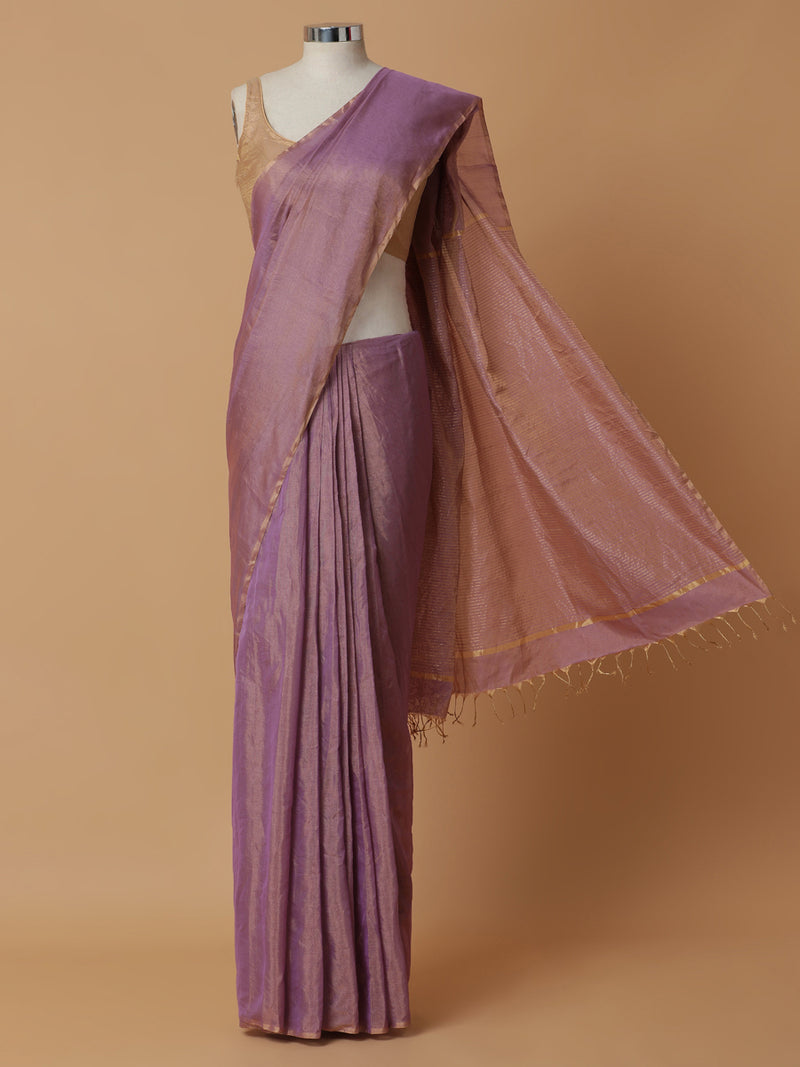 Maheshwari Cotton Silk Lavender Tissue Saree-Binks