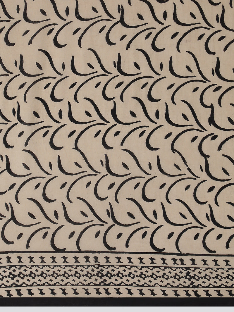 Hand Block Printed Brick Red Cotton Mulmul saree-Binks