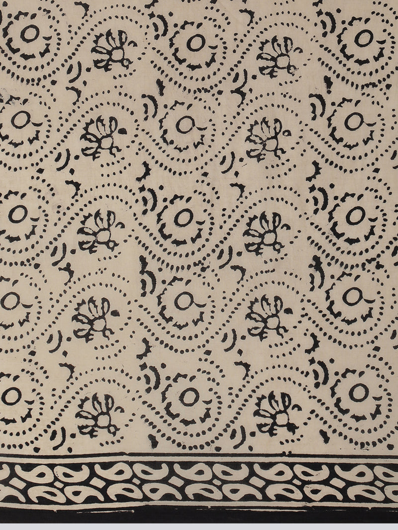 Hand Block Printed Floral Red Cotton Mulmul saree-Binks