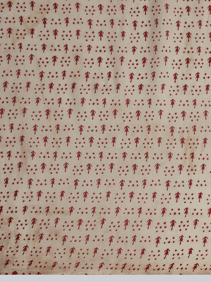 Hand Block Printed Red Cotton Mulmul saree-Binks