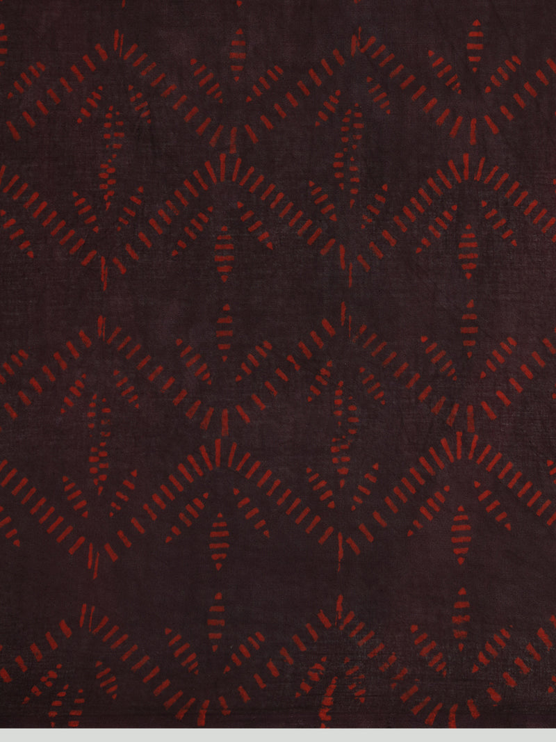 Hand Block Geometric Printed Violet Cotton Mulmul saree-Binks