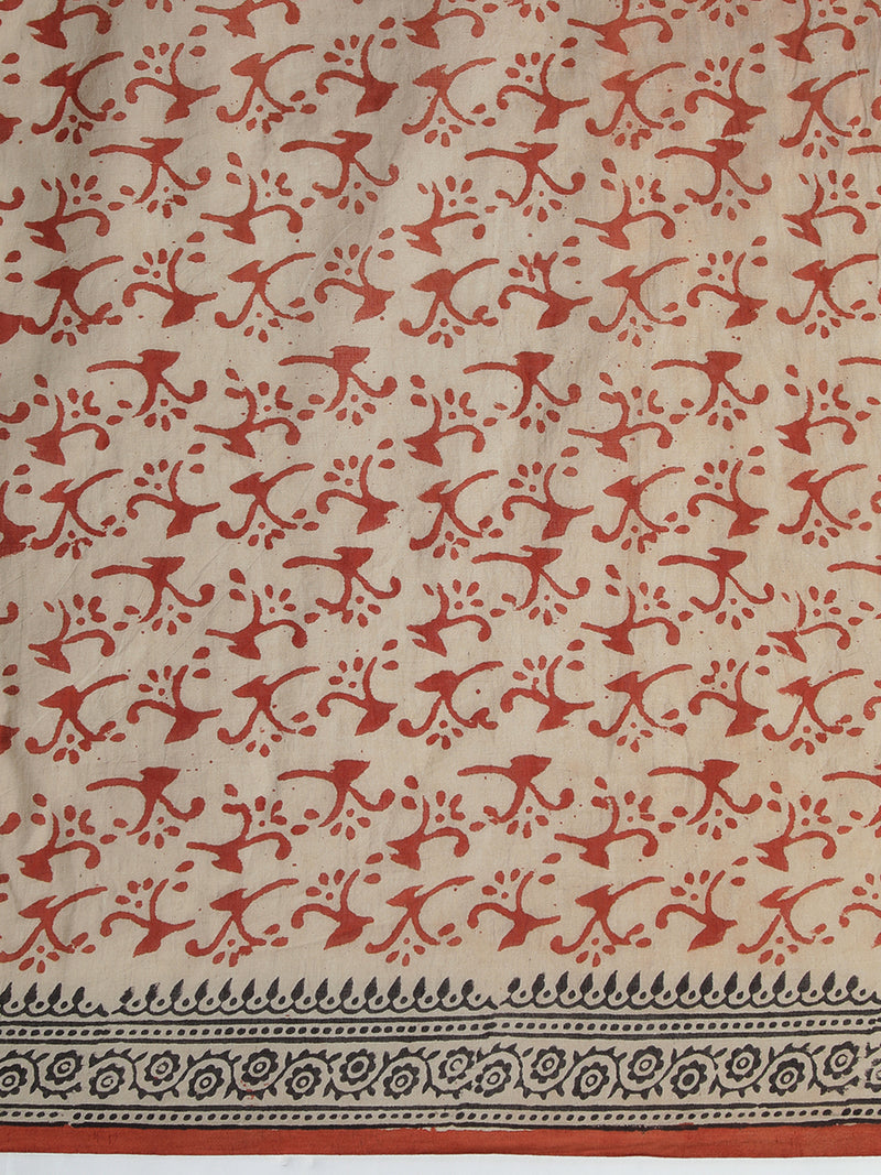 Hand Block Printed Black Cotton Mulmul saree-Binks