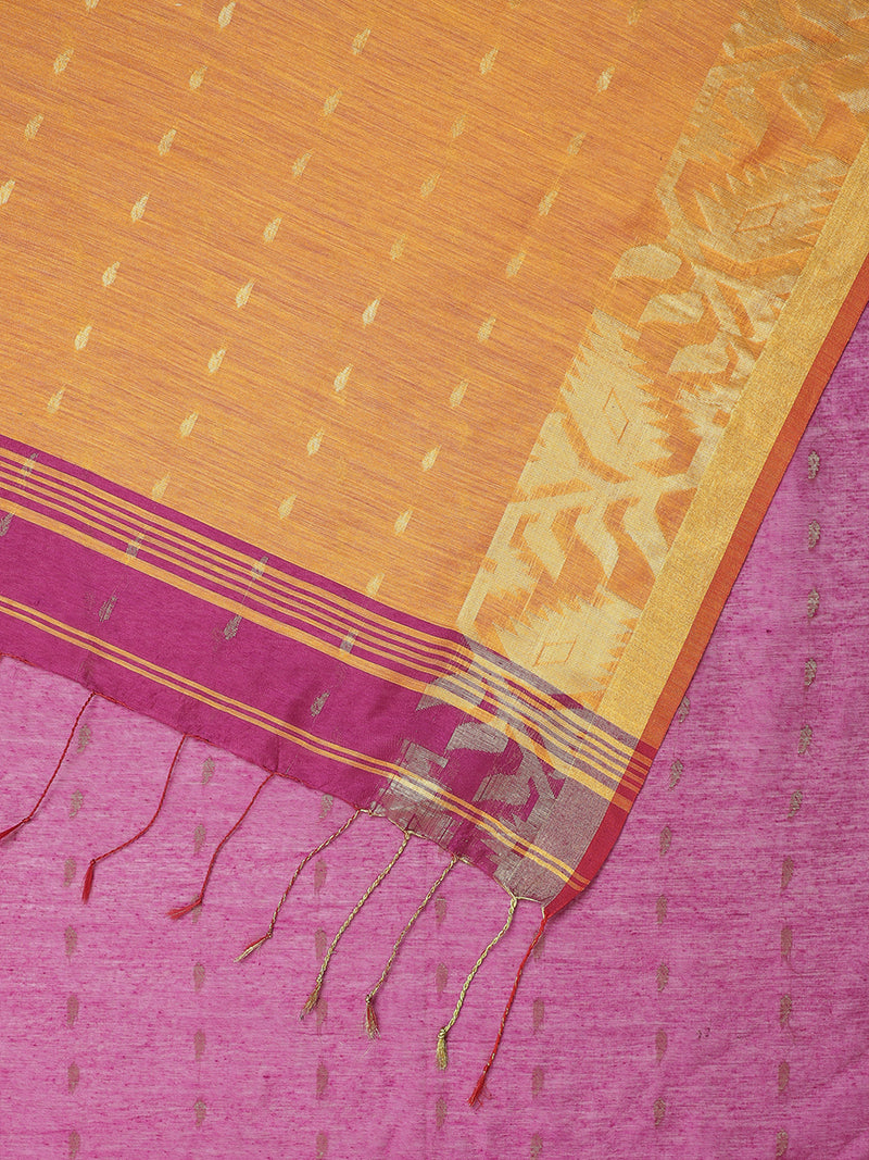 Rani Pink Golden Zari Weave Saree-Binks
