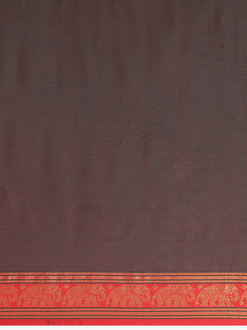 Bottle Green Narayanpet Big Border Saree-Binks