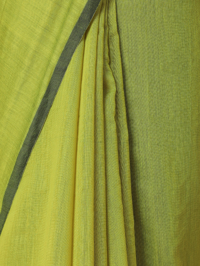 Vibrant Lime Green Cotton Saree-Binks