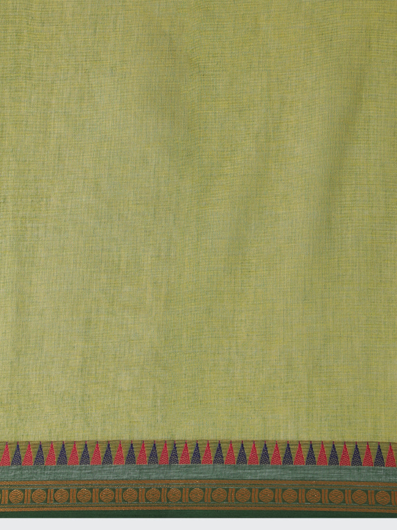Olive Green Narayanpet Cotton Saree-Binks