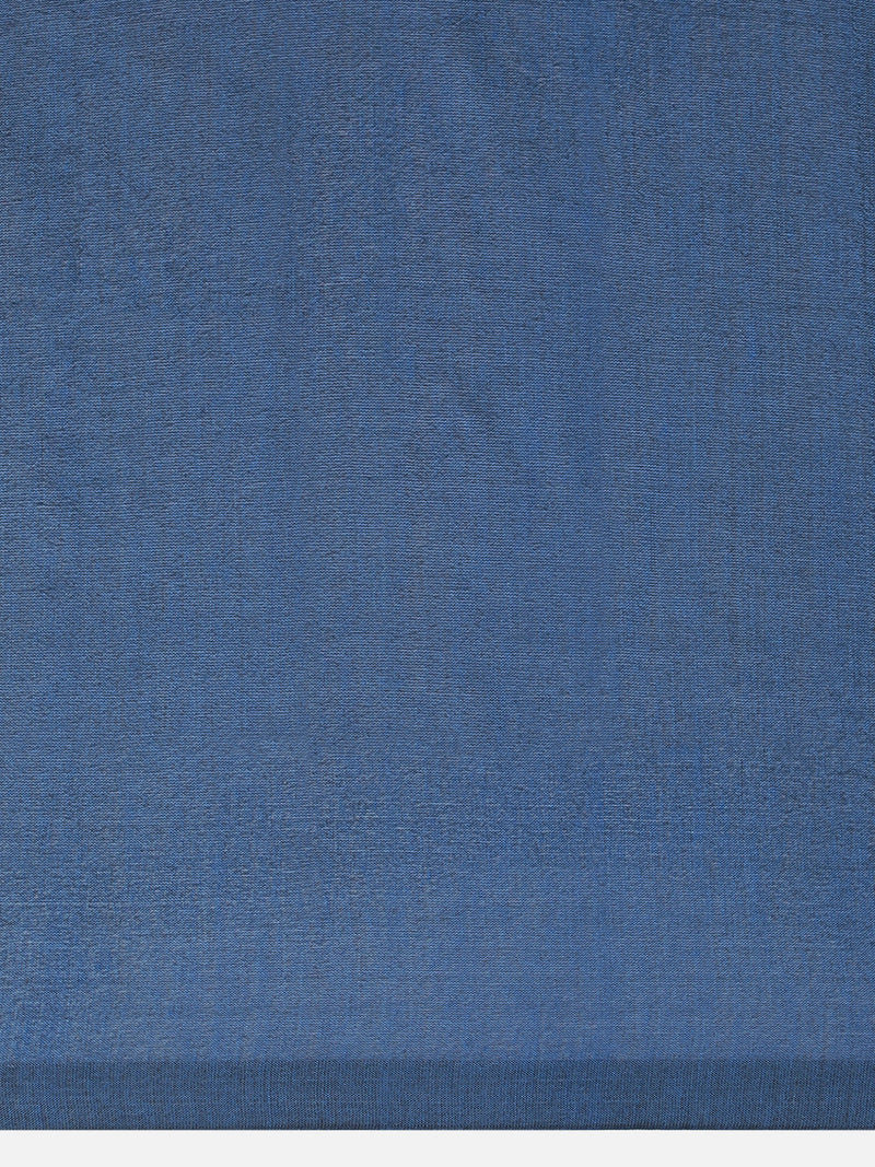 Deep Royal Blue Cotton Saree With Woven Zari Pallu-Binks