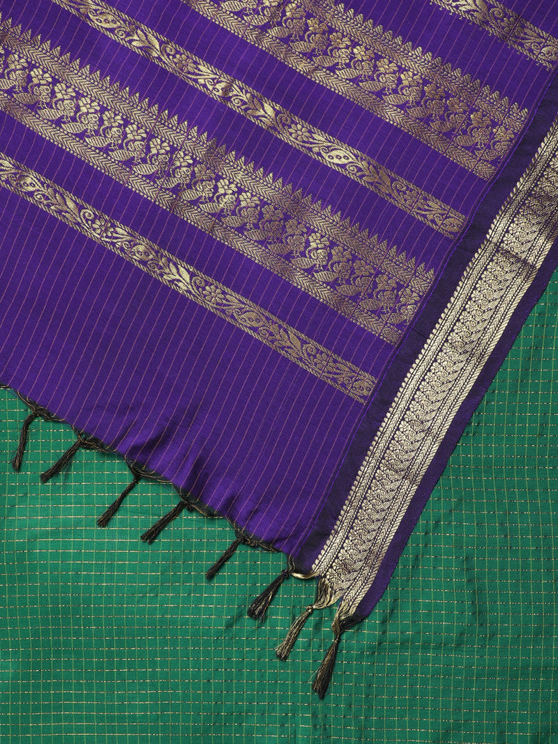 Emerald Green Narayanpet Woven Saree-Binks