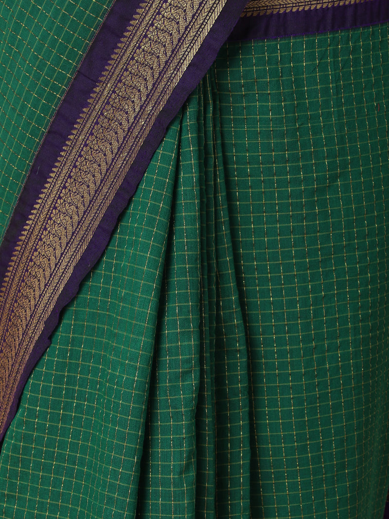 Emerald Green Narayanpet Woven Saree-Binks