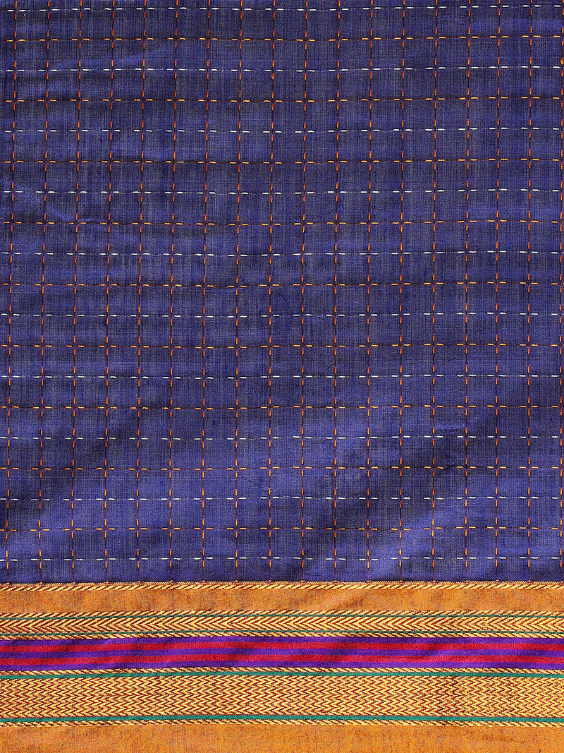 Royal Blue Starplus Pattern Cotton Silk Ilkal Saree-Binks