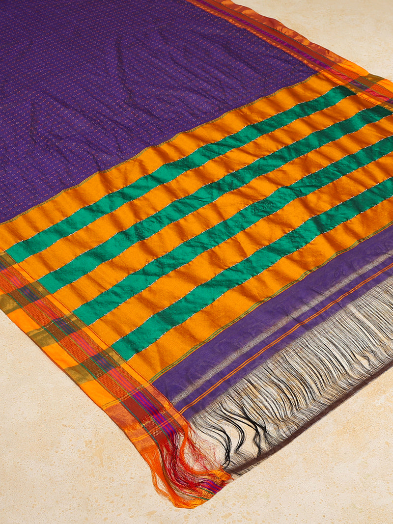 Deep Violet Starplus Pattern Cotton Silk Ilkal Saree-Binks