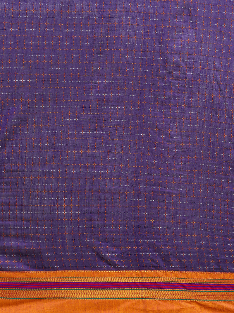 Deep Violet Starplus Pattern Cotton Silk Ilkal Saree-Binks