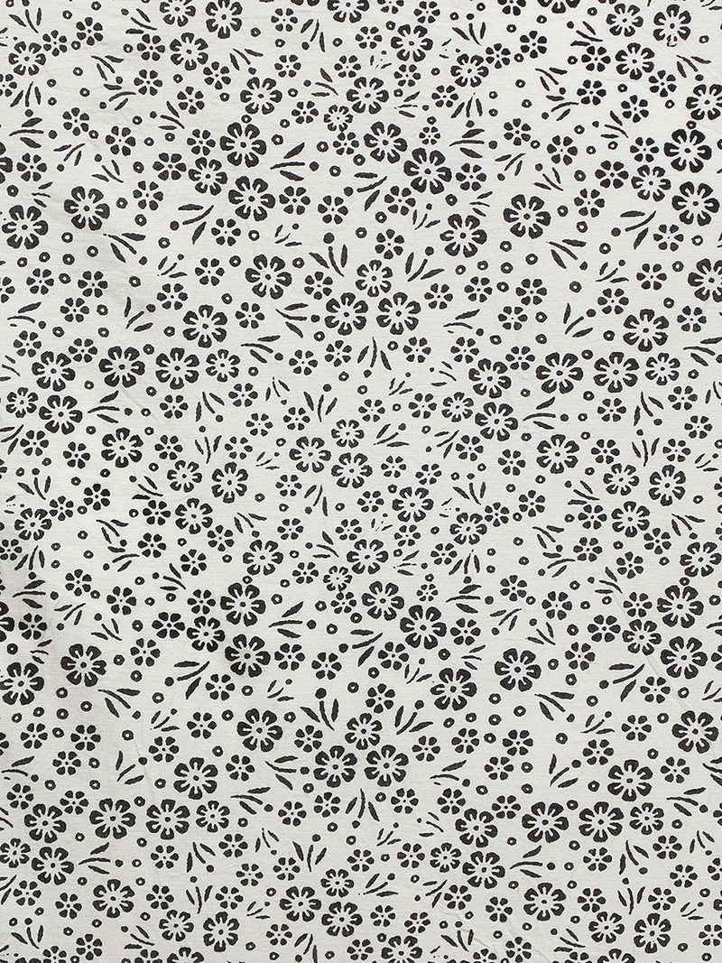 Blue & White Handblock Printed Vanspati Mulmul Saree-Binks