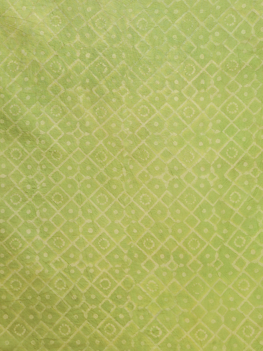 Sage Green Handblock Printed Ajrakh Mulmul Saree, in Green 100% Cotton, made for daily & work (view 5).