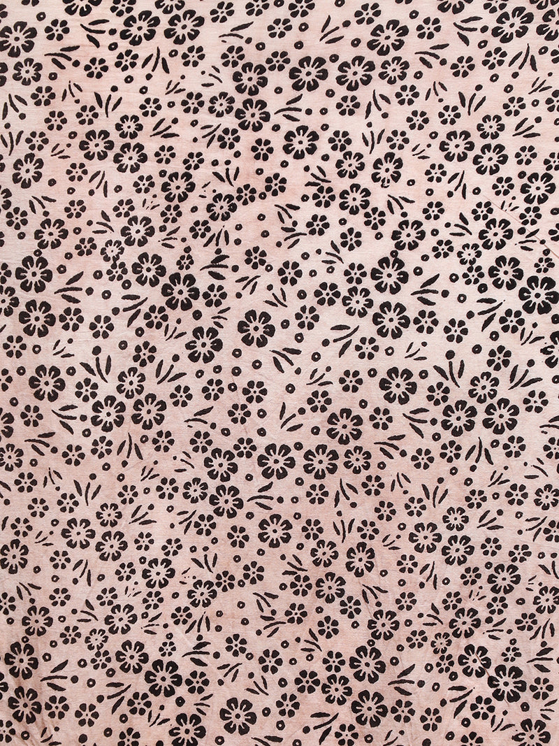 Mulberry Red Handblock Printed Floral Jaal Mulmul Saree-Binks