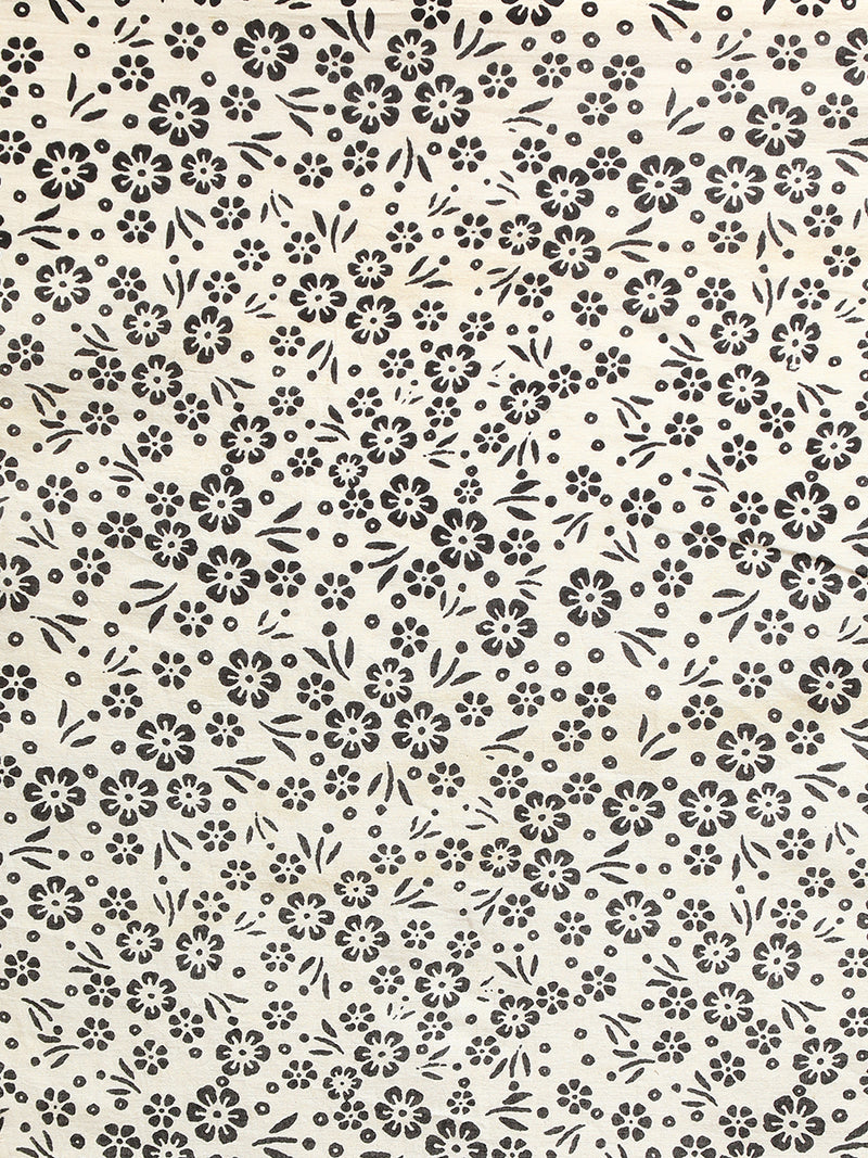 Yellow Handblock Printed Mango Motif Mulmul Saree-Binks